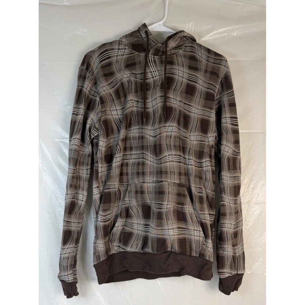 Adidas Originals Women’s Small Plaid Hoodie Brown Pullover Trefoil Streetwear